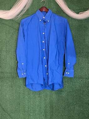 Nautica Vintage Oxford Long Sleeve Button Down Shirt Blue